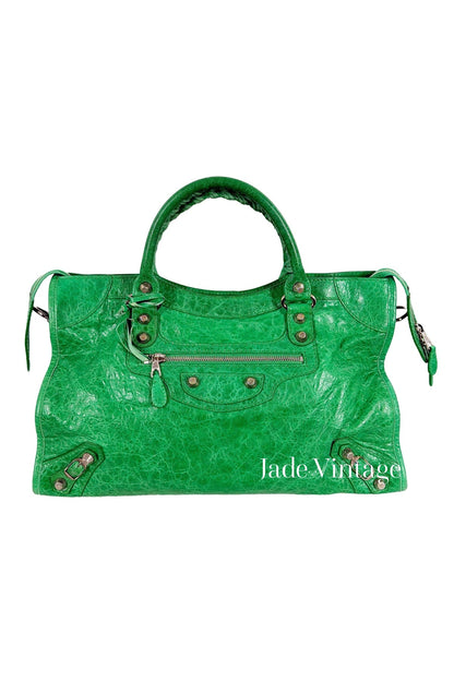 2012 Balenciaga Vert Poker City Bag Giant 12 Silver Hardware - Jade Vintage
