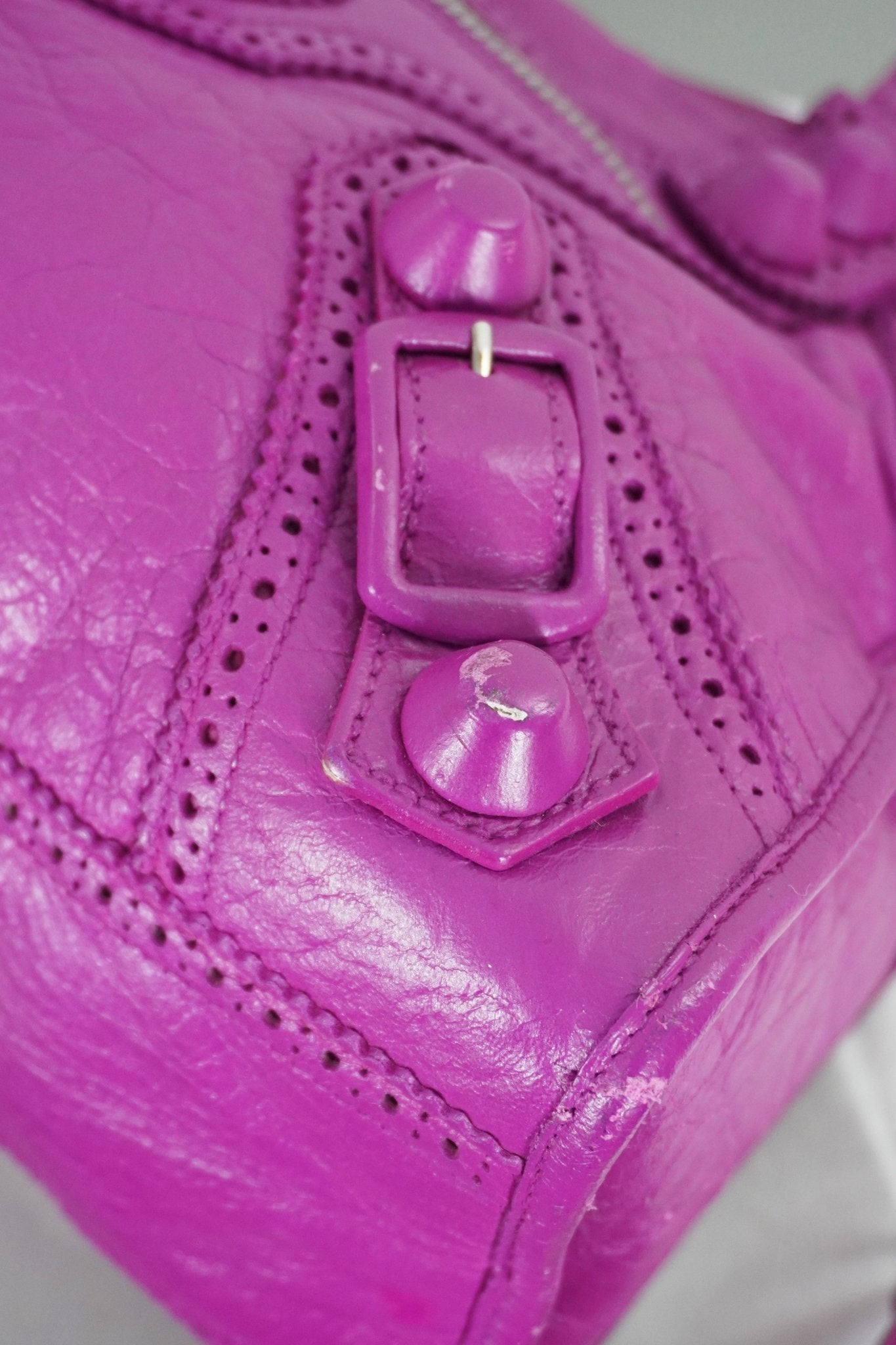 2013 Balenciaga City Bag Magenta Giant Brogues Hardware - Jade Vintage