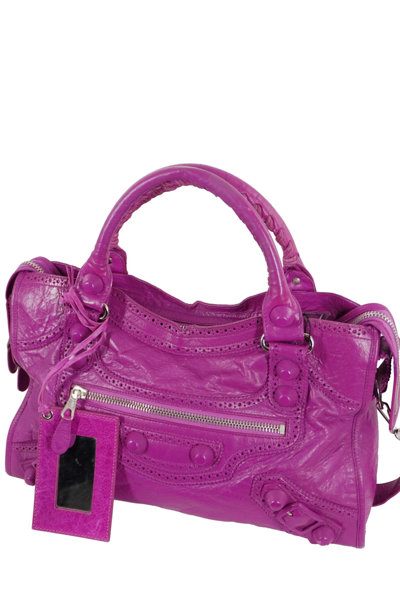 2013 Balenciaga City Bag Magenta Giant Brogues Hardware - Jade Vintage