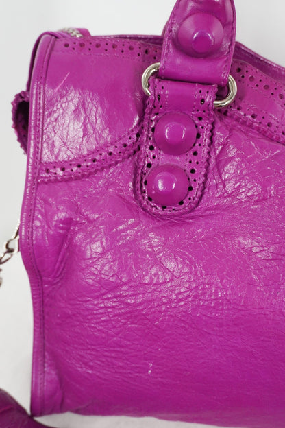 2013 Balenciaga City Bag Magenta Giant Brogues Hardware - Jade Vintage