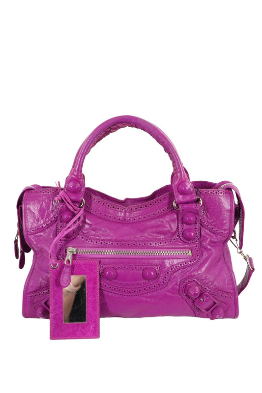 2013 Balenciaga City Bag Magenta Giant Brogues Hardware - Jade Vintage