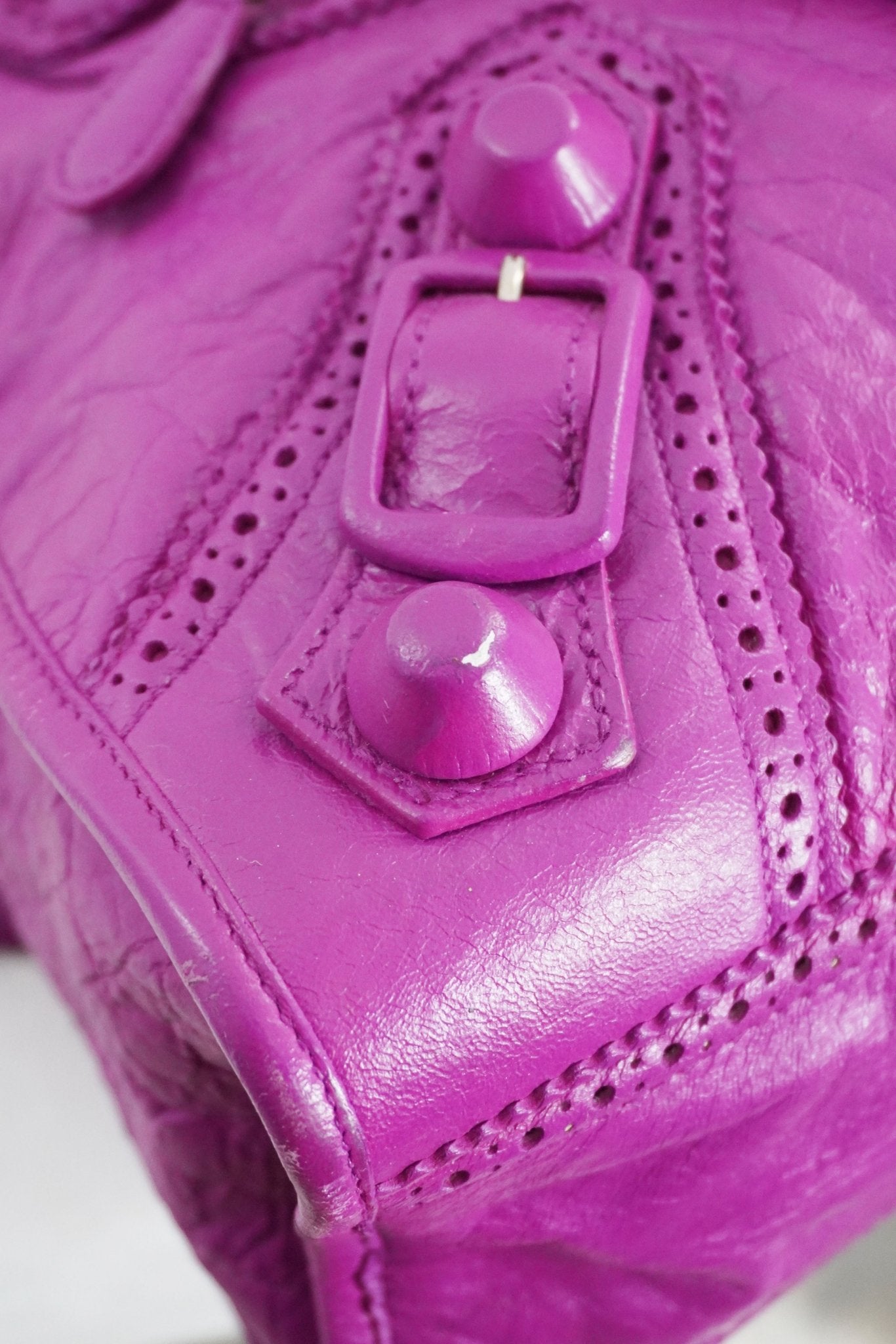 2013 Balenciaga City Bag Magenta Giant Brogues Hardware - Jade Vintage