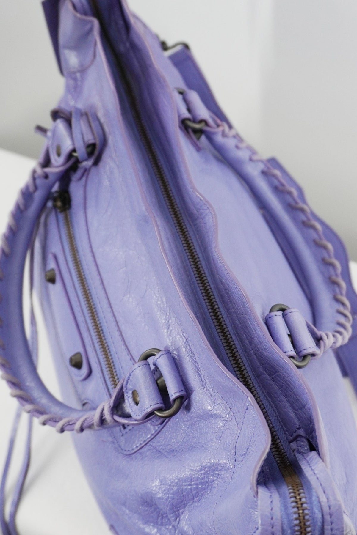 2013 Balenciaga Purple Mauve Medium City Bag Giant 12 Brass Hardware - Jade Vintage