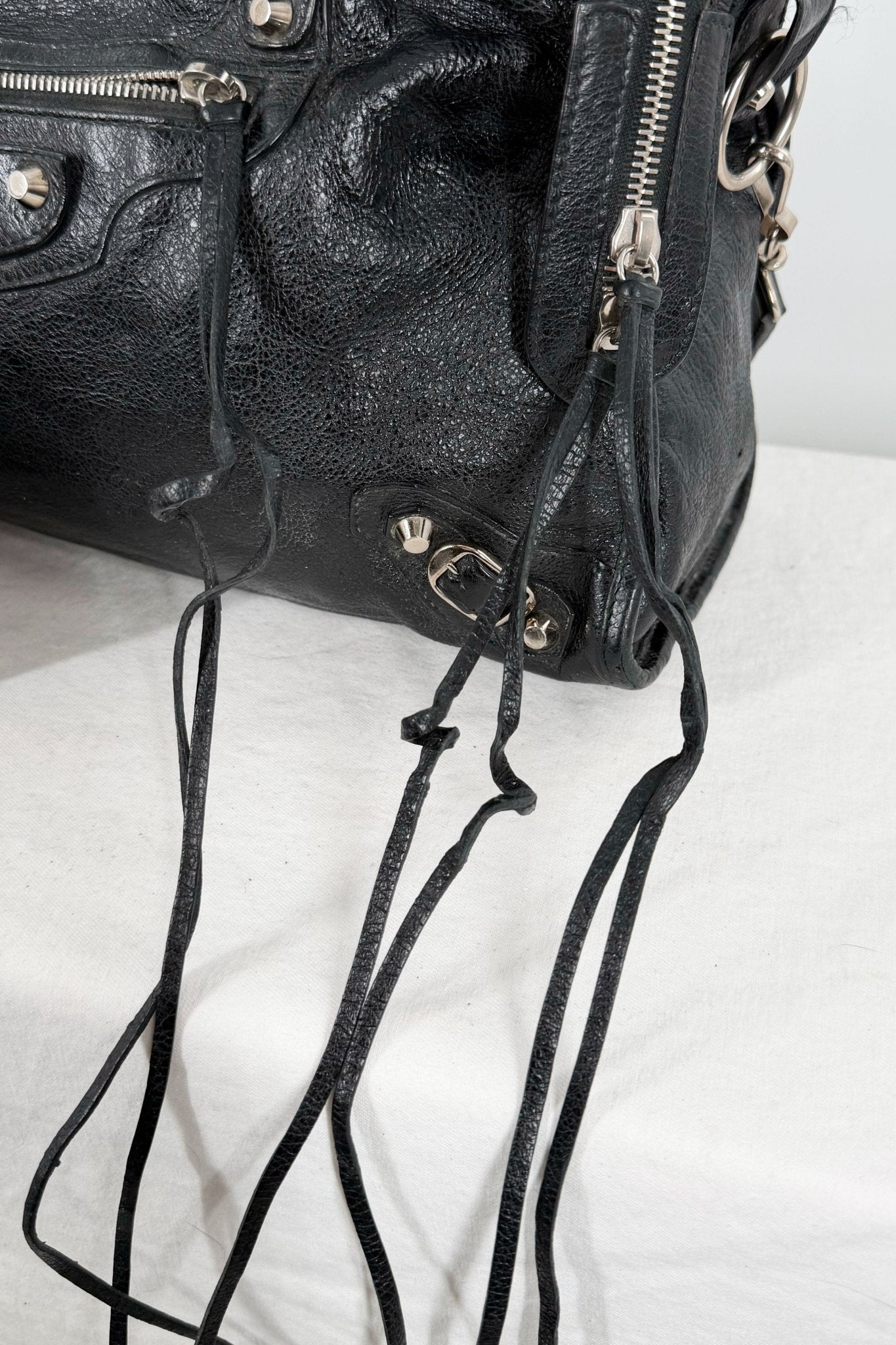 2018 Balenciaga City Bag Black G12 Silver Studs - Jade Vintage