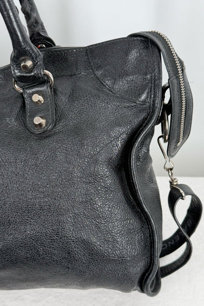2018 Balenciaga City Bag Black G12 Silver Studs - Jade Vintage