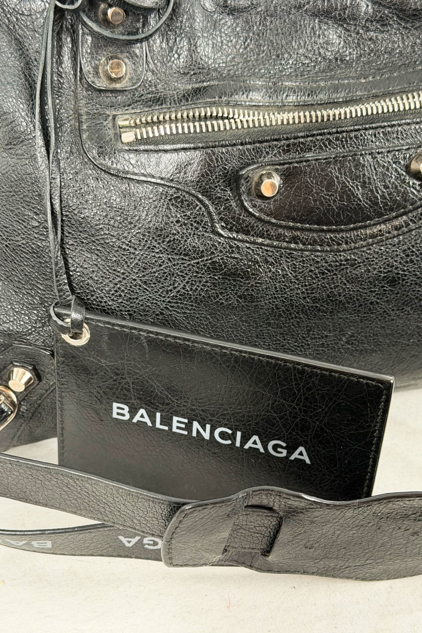 2018 Balenciaga City Bag Black G12 Silver Studs - Jade Vintage