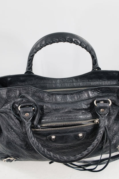 2017 Balenciaga Medium Black City Bag Silver Hardware
