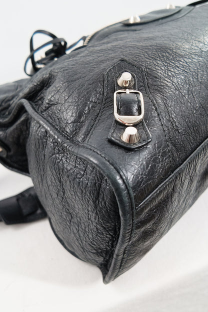 2017 Balenciaga Medium Black City Bag Silver Hardware
