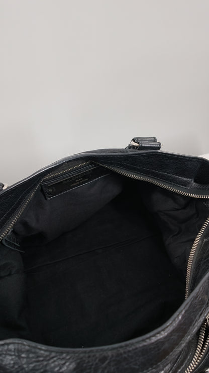 2017 Balenciaga Medium Black City Bag Silver Hardware