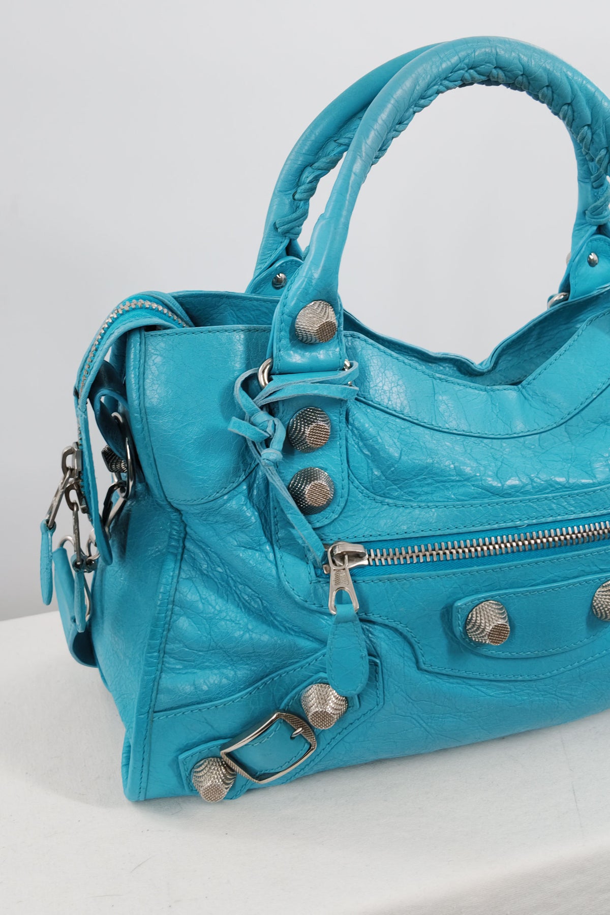 S/S 2011 Balenciaga Bleu Paon Medium City Bag Giant 21 Silver Hardware