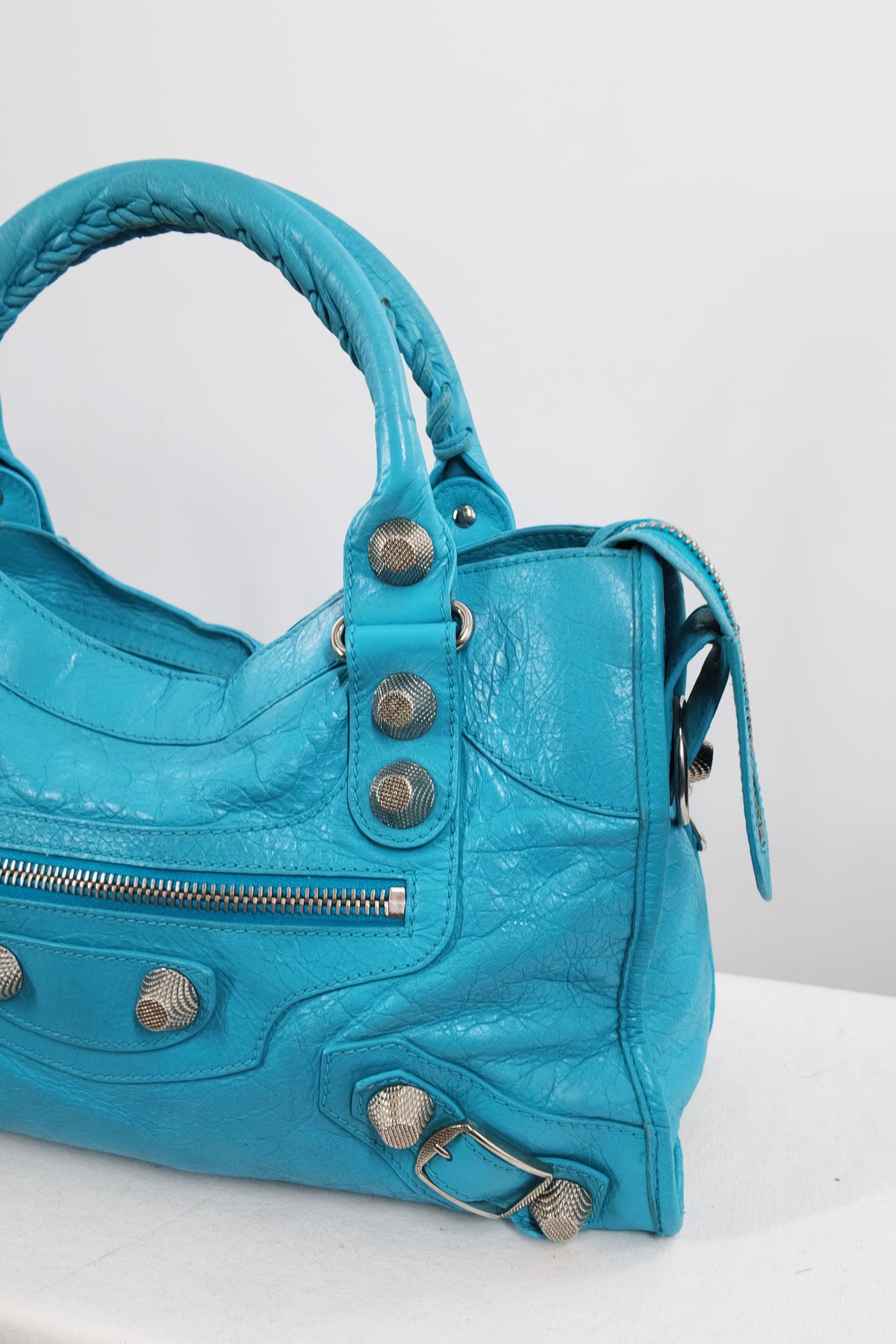 S/S 2011 Balenciaga Bleu Paon Medium City Bag Giant 21 Silver Hardware
