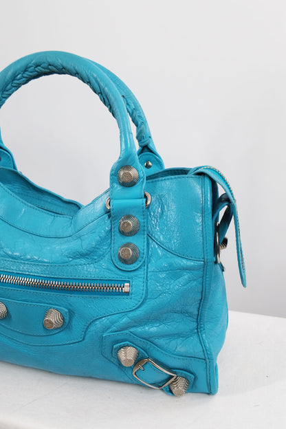 S/S 2011 Balenciaga Bleu Paon Medium City Bag Giant 21 Silver Hardware