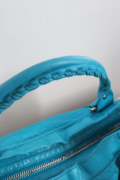 S/S 2011 Balenciaga Bleu Paon Medium City Bag Giant 21 Silver Hardware