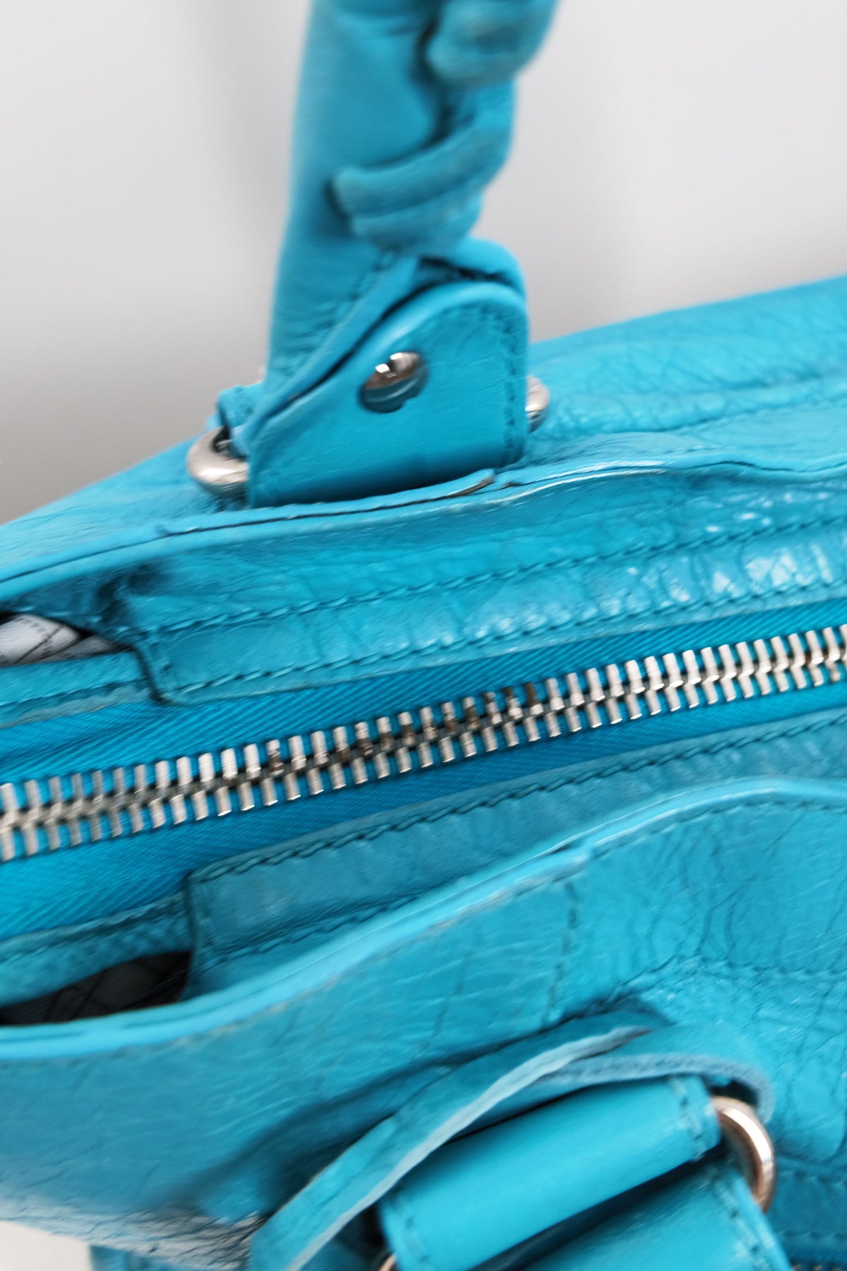 S/S 2011 Balenciaga Bleu Paon Medium City Bag Giant 21 Silver Hardware