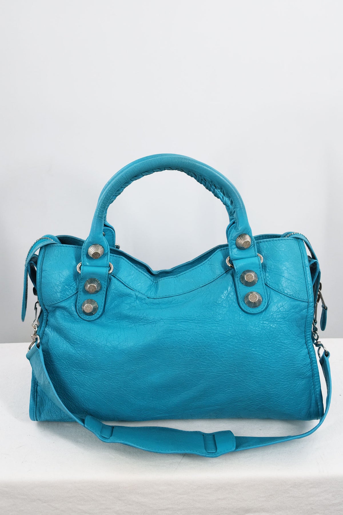 S/S 2011 Balenciaga Bleu Paon Medium City Bag Giant 21 Silver Hardware