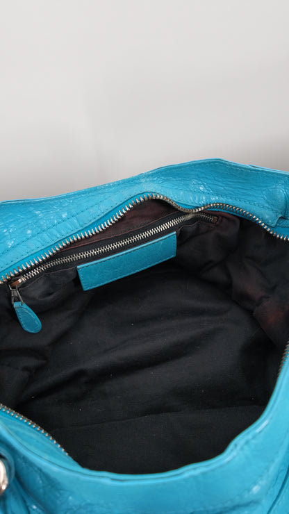 S/S 2011 Balenciaga Bleu Paon Medium City Bag Giant 21 Silver Hardware