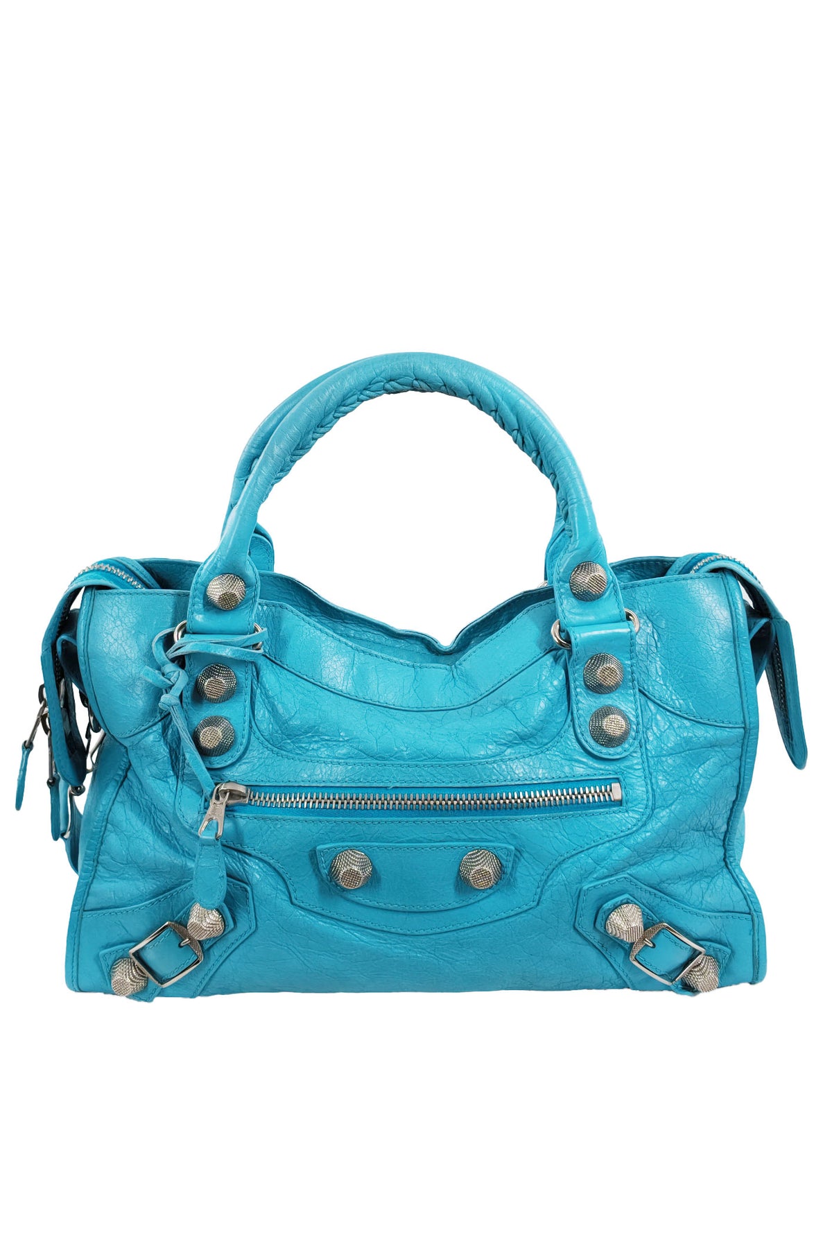 S/S 2011 Balenciaga Bleu Paon Medium City Bag Giant 21 Silver Hardware