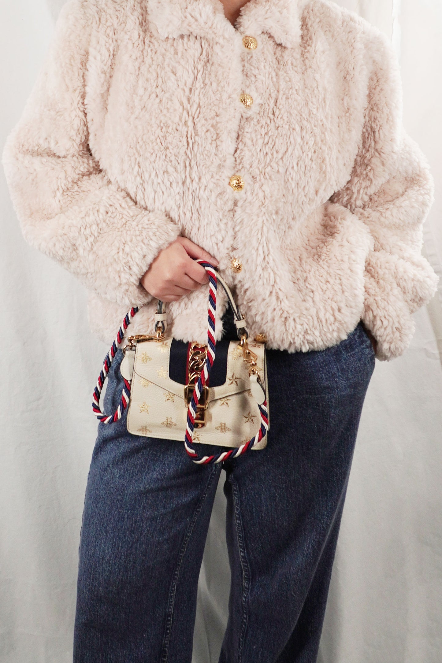 Gucci Web Mini Sylvie Bee Star Shoulder Bag