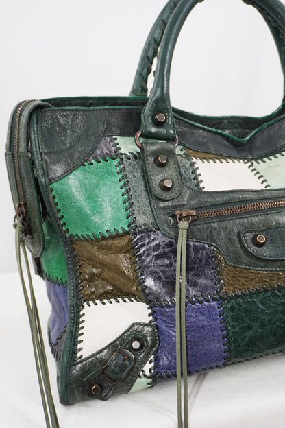2009 Balenciaga Green Patchwork Medium City Bag