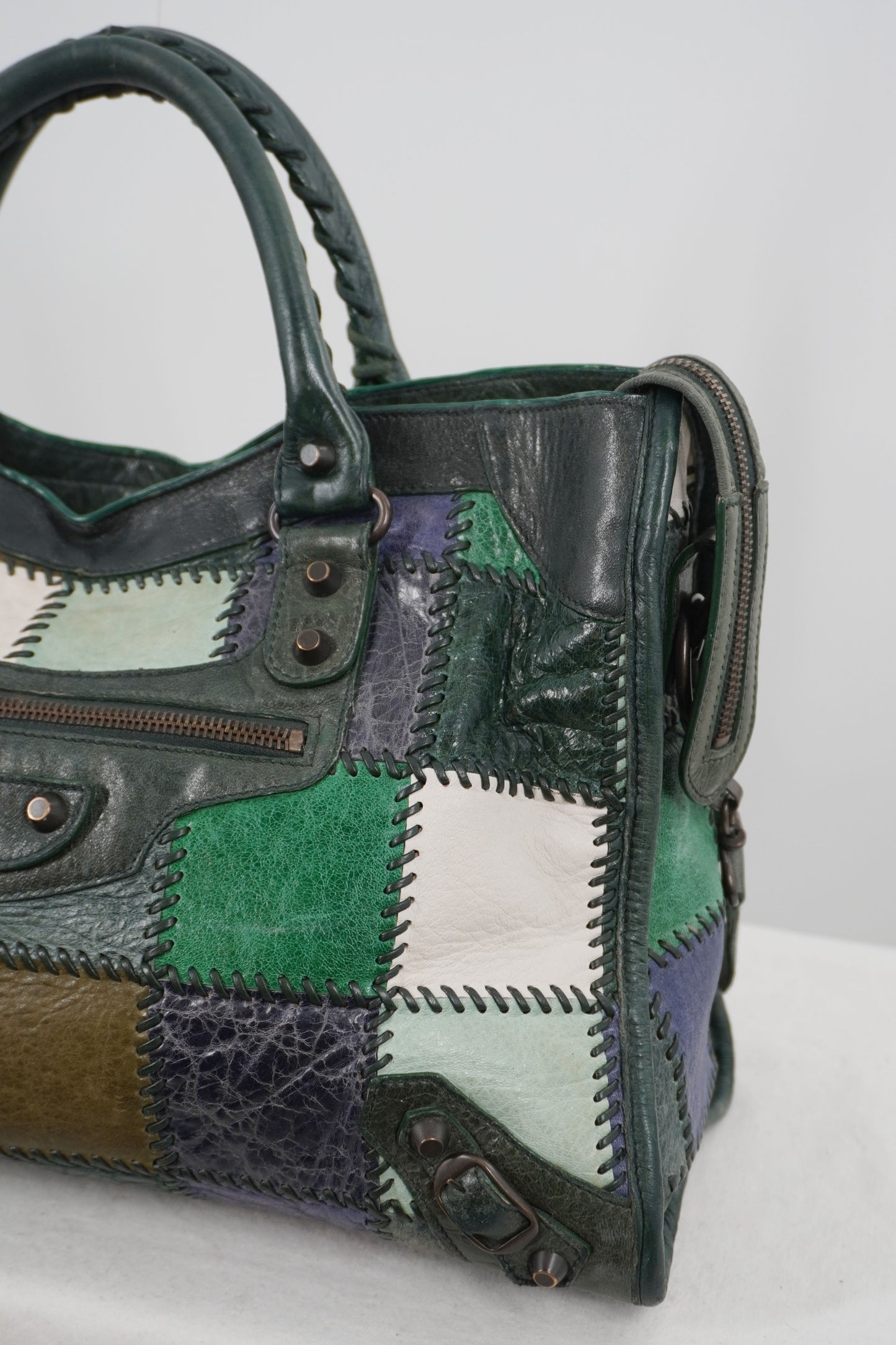 2009 Balenciaga Green Patchwork Medium City Bag