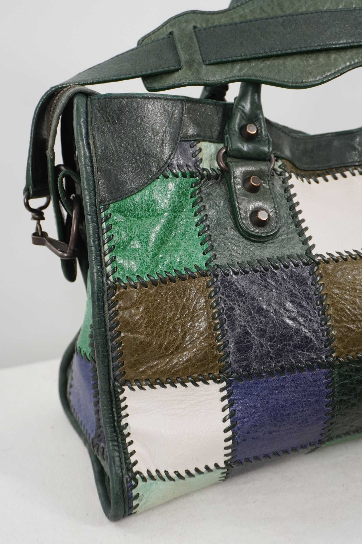 2009 Balenciaga Green Patchwork Medium City Bag