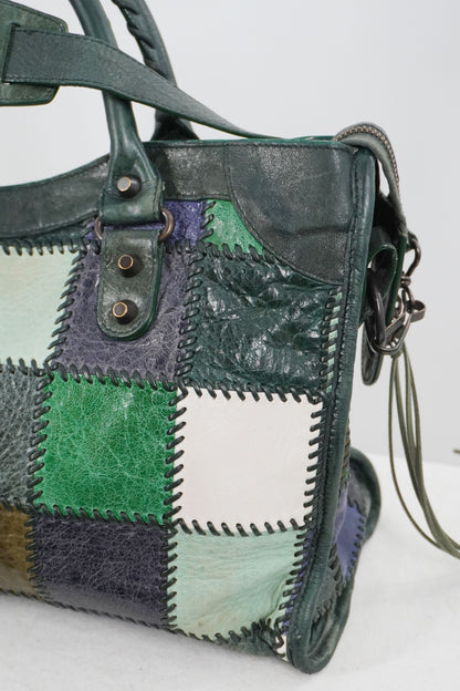 2009 Balenciaga Green Patchwork Medium City Bag