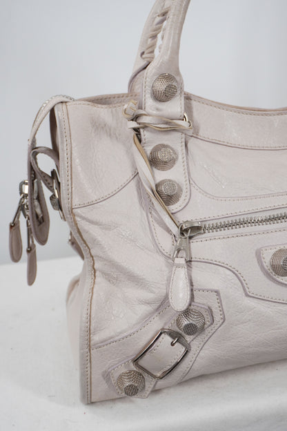 2010-2012 Balenciaga White Medium City Bag Giant 21 Silver Studs