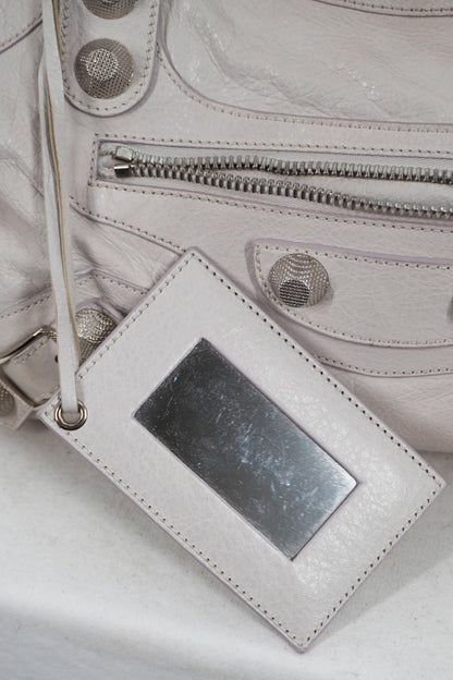 2010-2012 Balenciaga White Medium City Bag Giant 21 Silver Studs