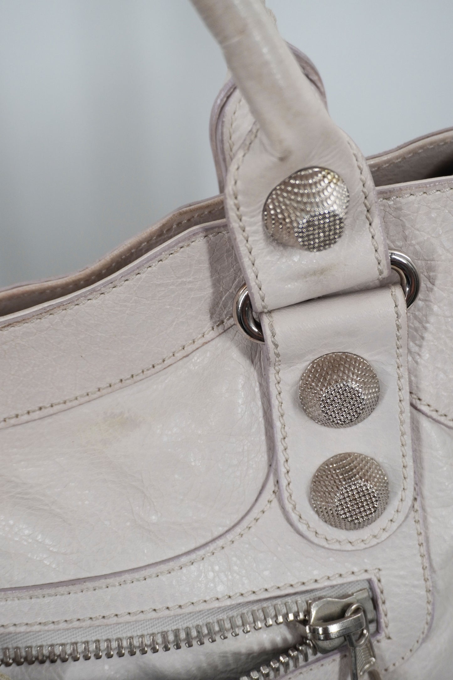 2010-2012 Balenciaga White Medium City Bag Giant 21 Silver Studs