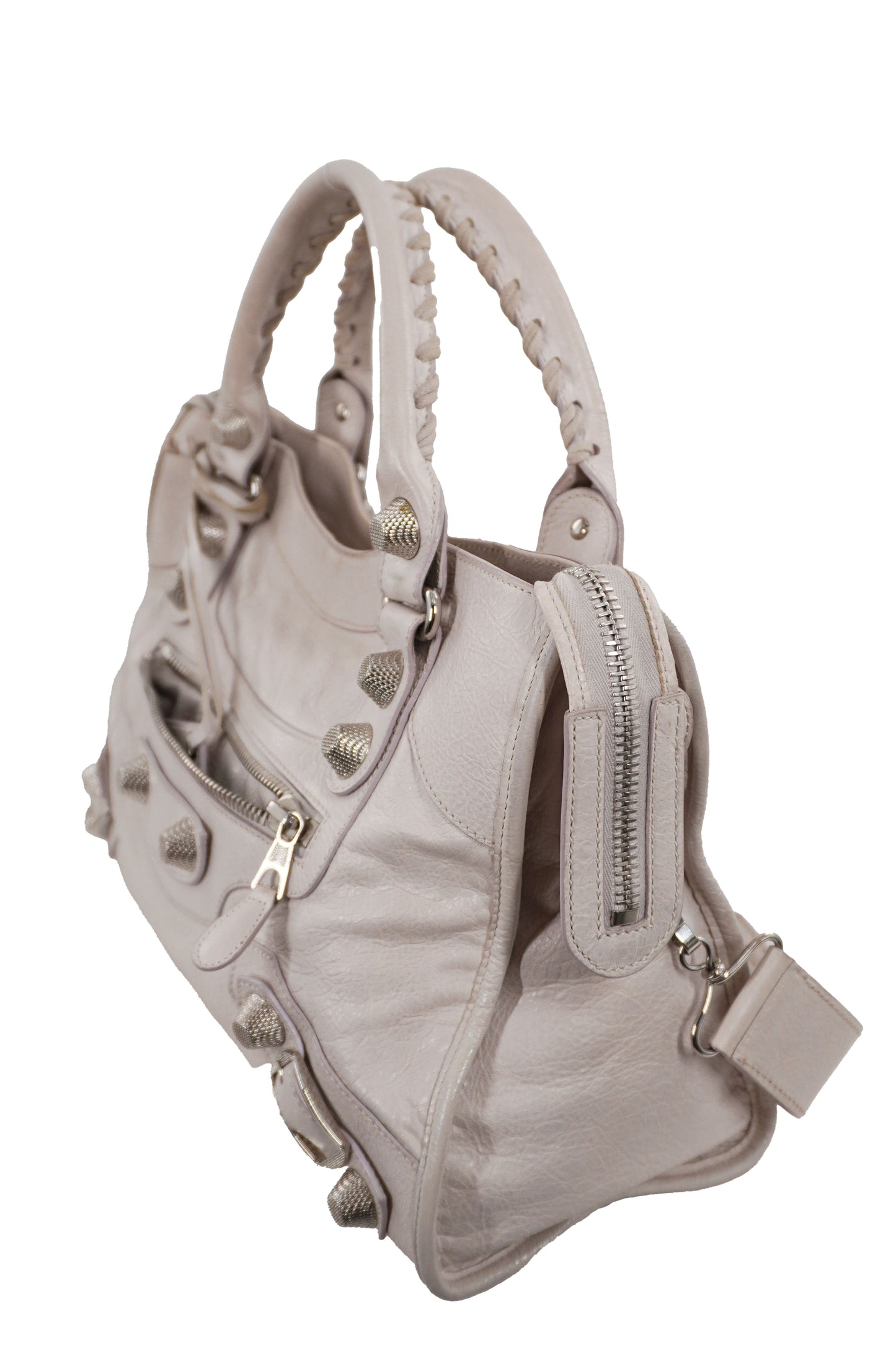 2010-2012 Balenciaga White Medium City Bag Giant 21 Silver Studs