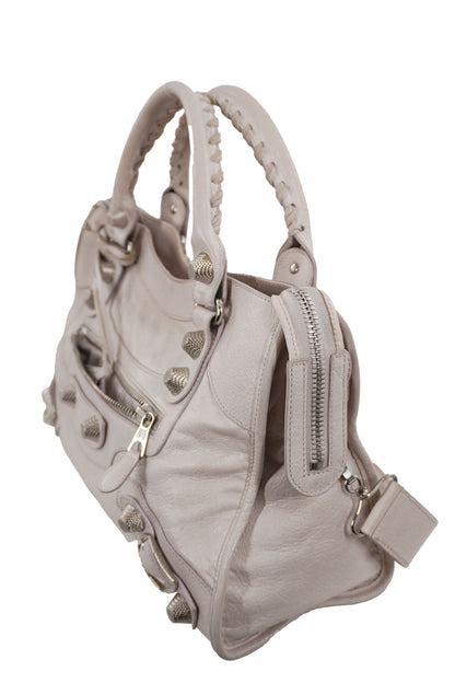 2010-2012 Balenciaga White Medium City Bag Giant 21 Silver Studs