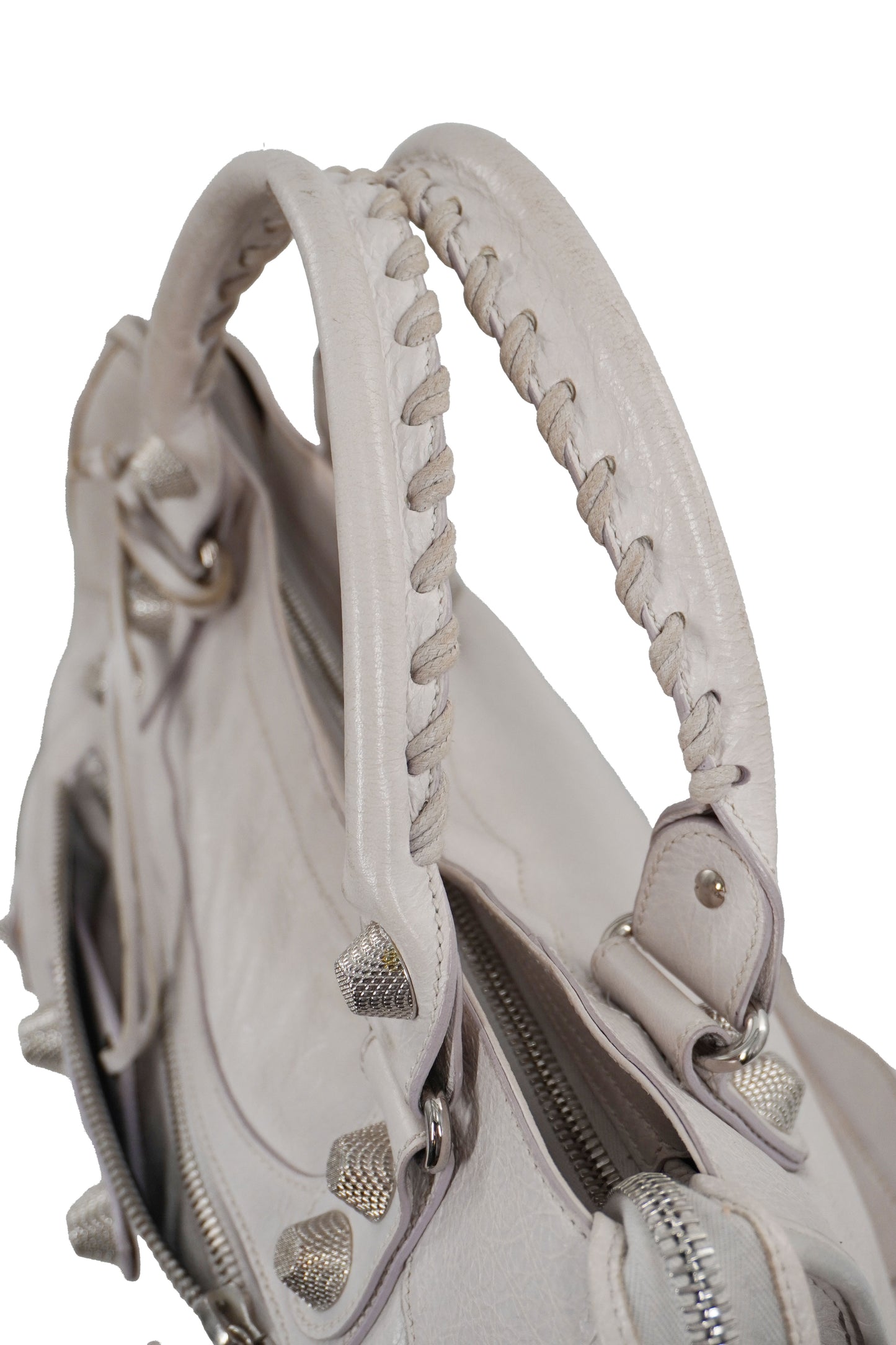 2010-2012 Balenciaga White Medium City Bag Giant 21 Silver Studs