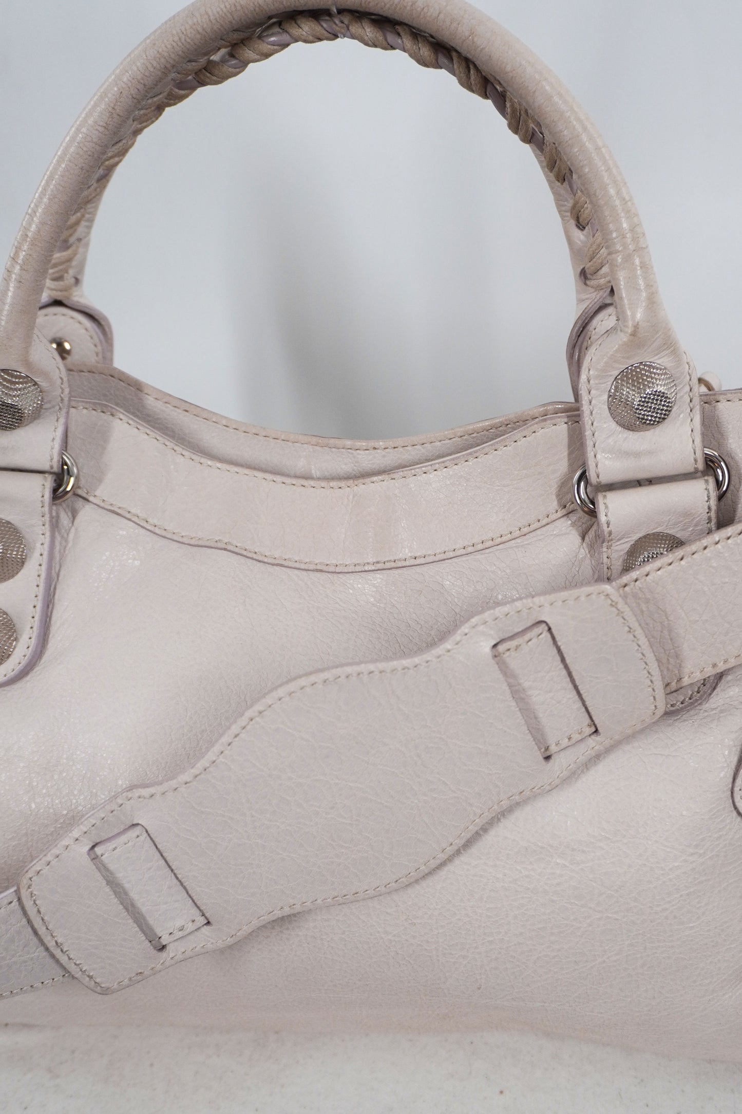 2010-2012 Balenciaga White Medium City Bag Giant 21 Silver Studs