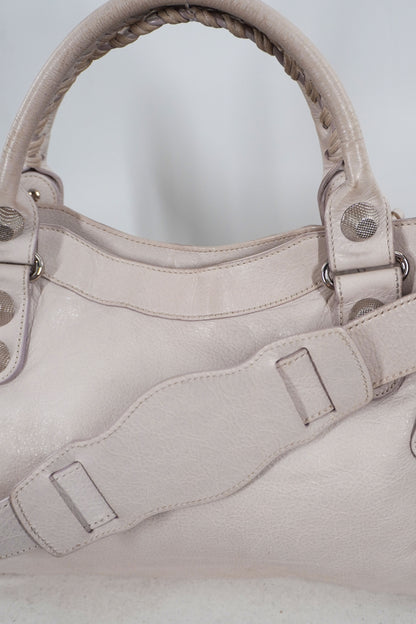 2010-2012 Balenciaga White Medium City Bag Giant 21 Silver Studs