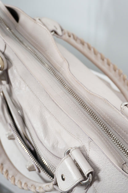 2010-2012 Balenciaga White Medium City Bag Giant 21 Silver Studs