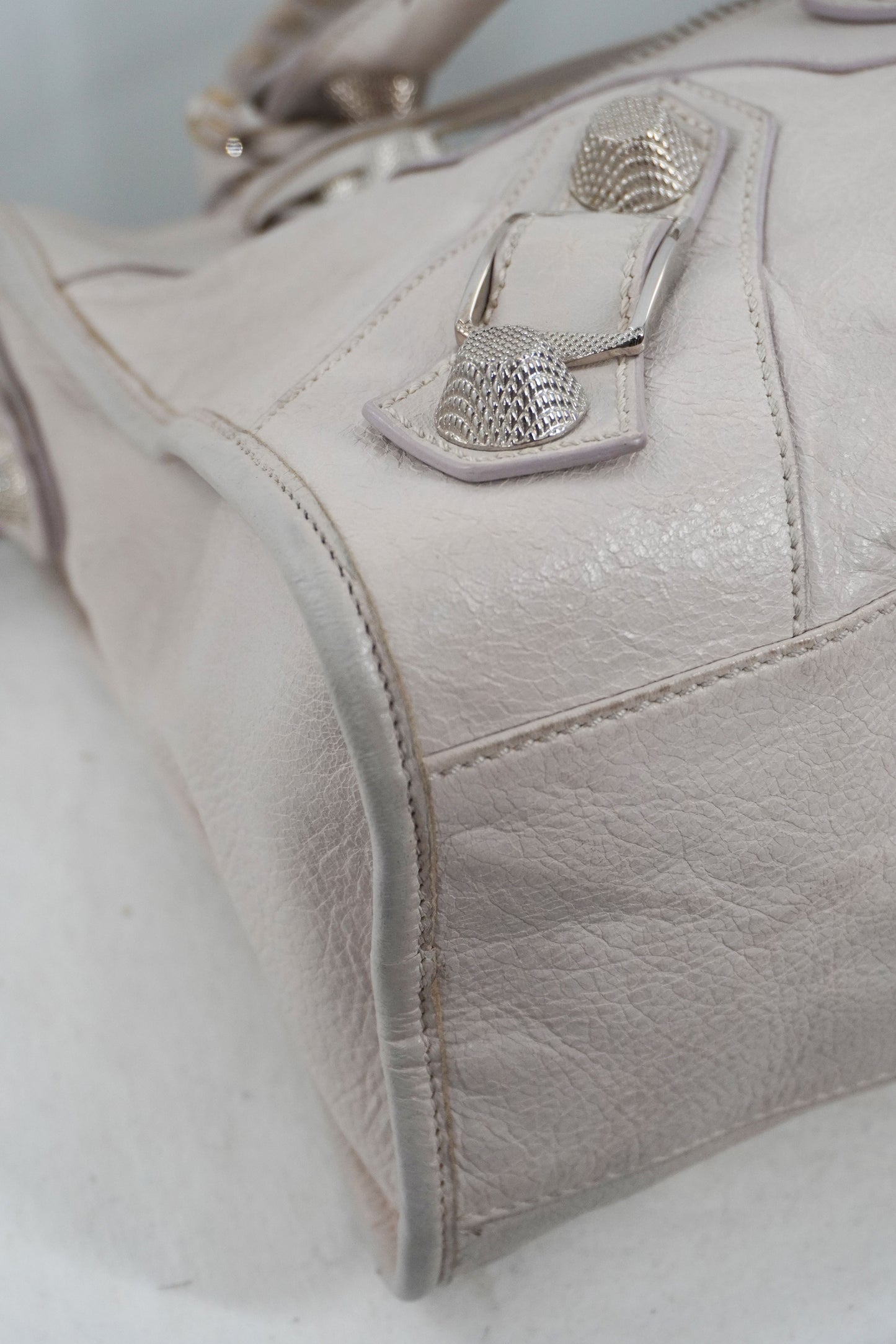 2010-2012 Balenciaga White Medium City Bag Giant 21 Silver Studs
