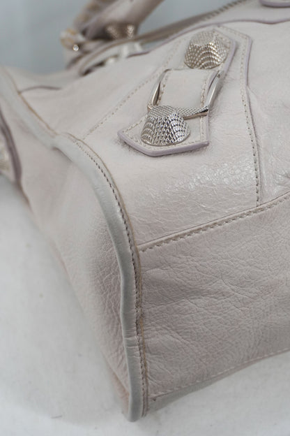 2010-2012 Balenciaga White Medium City Bag Giant 21 Silver Studs