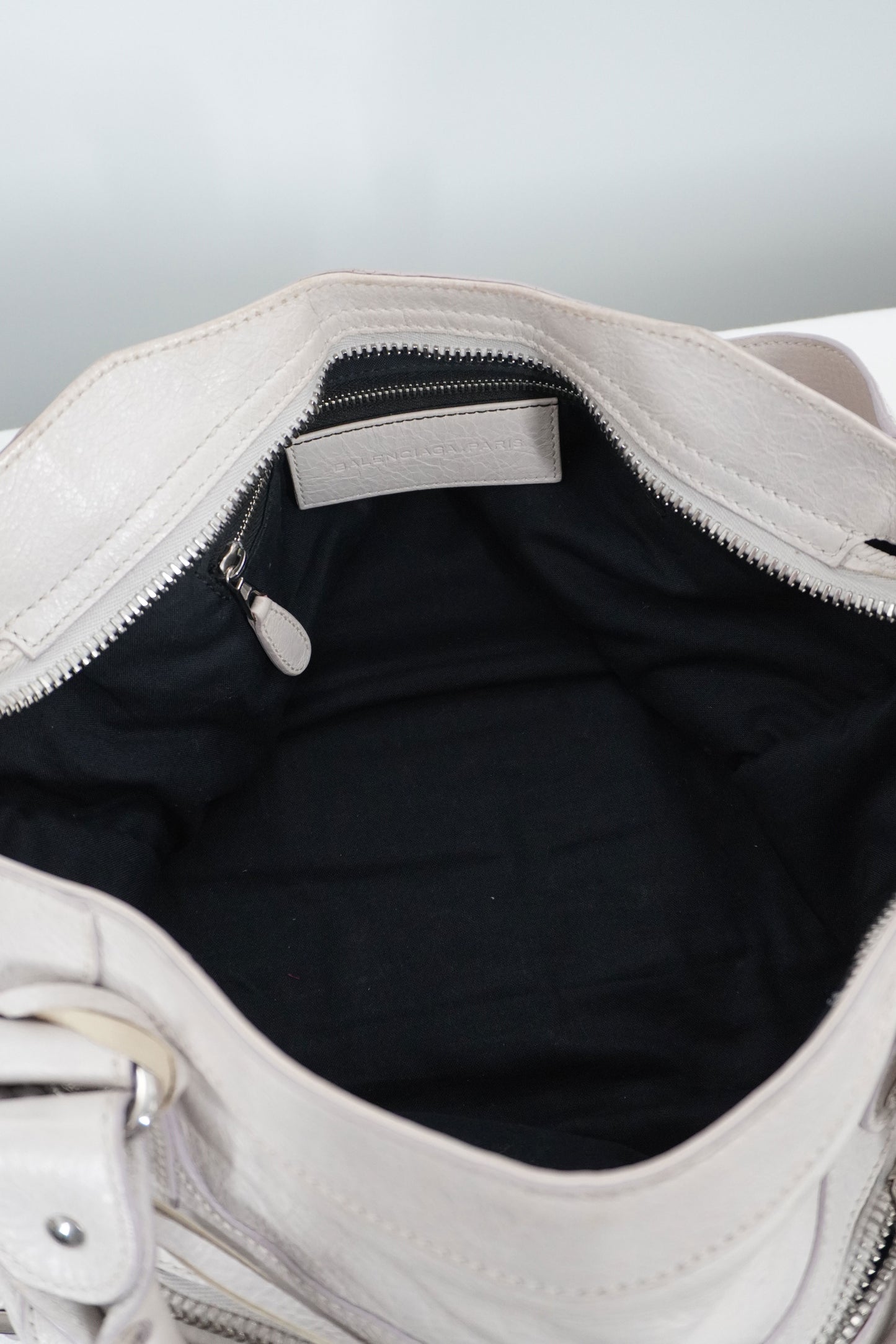 2010-2012 Balenciaga White Medium City Bag Giant 21 Silver Studs