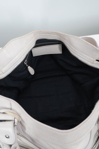 2010-2012 Balenciaga White Medium City Bag Giant 21 Silver Studs