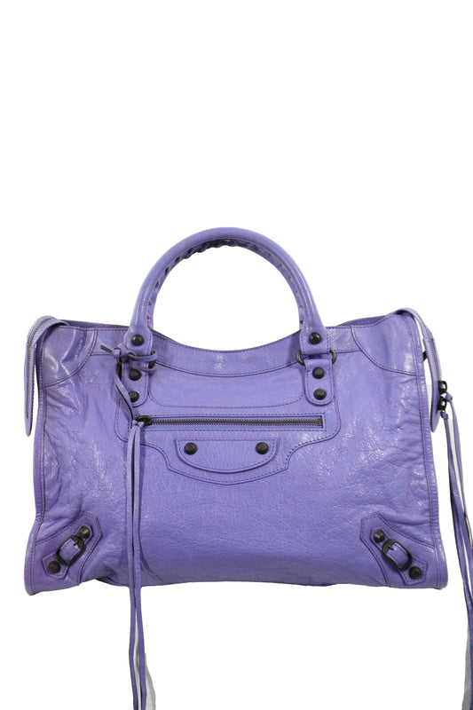 2013 Balenciaga Purple Mauve Medium City Bag Giant 12 Brass Hardware