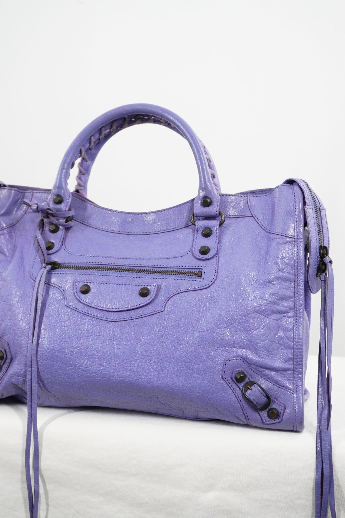 2013 Balenciaga Purple Mauve Medium City Bag Giant 12 Brass Hardware