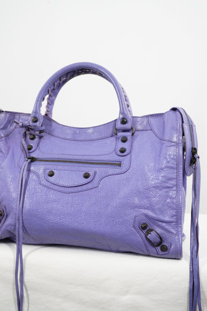2013 Balenciaga Purple Mauve Medium City Bag Giant 12 Brass Hardware