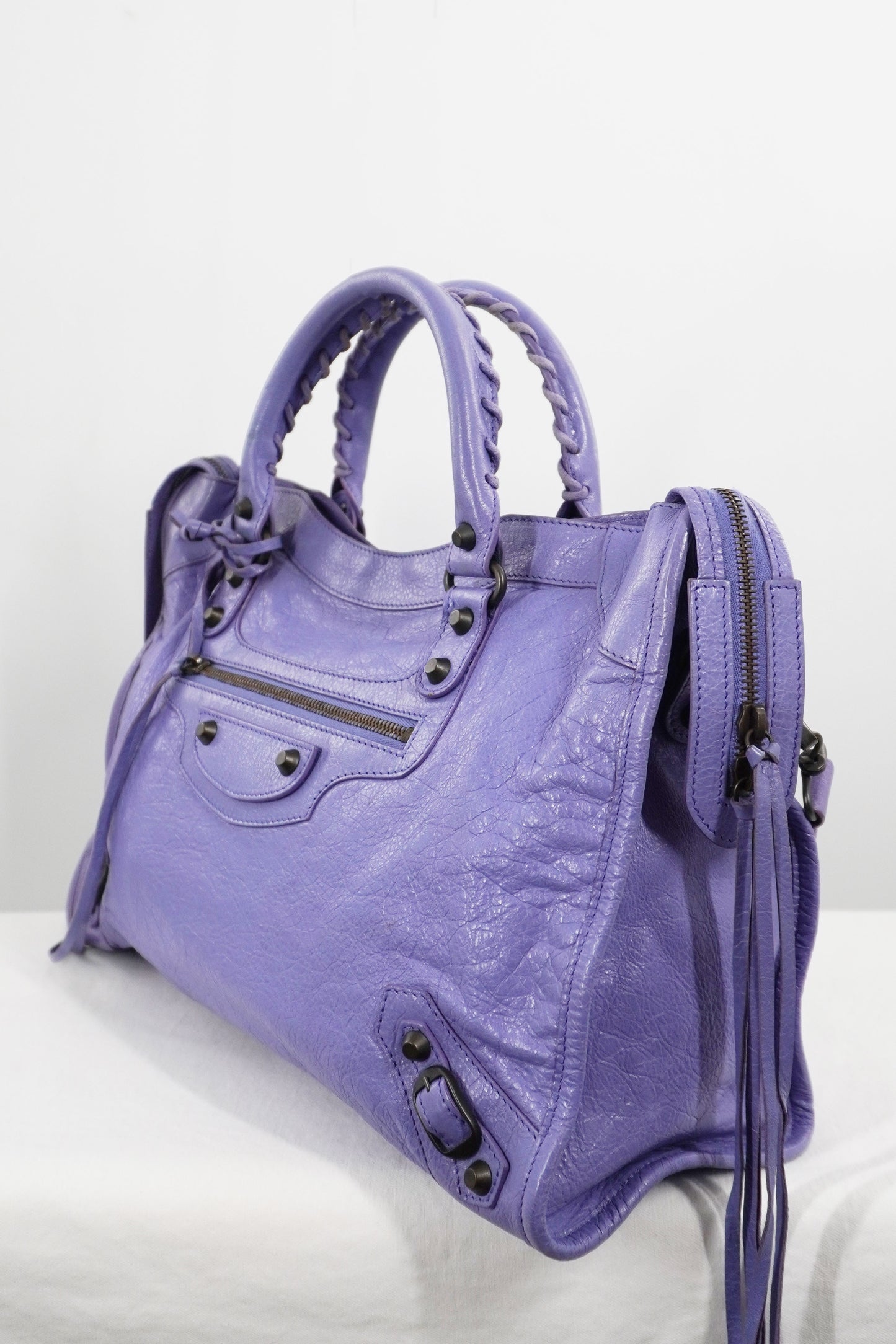 2013 Balenciaga Purple Mauve Medium City Bag Giant 12 Brass Hardware