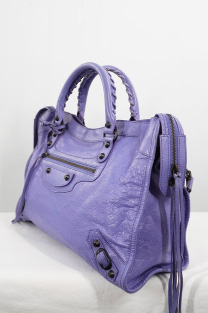 2013 Balenciaga Purple Mauve Medium City Bag Giant 12 Brass Hardware