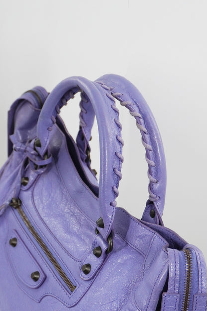 2013 Balenciaga Purple Mauve Medium City Bag Giant 12 Brass Hardware