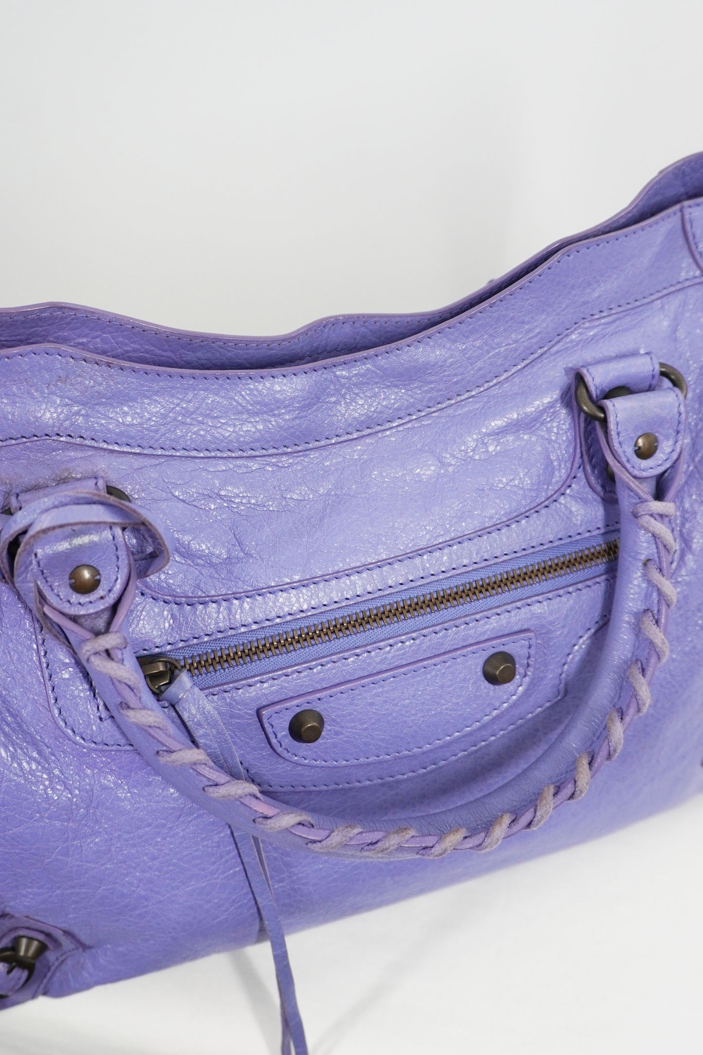 2013 Balenciaga Purple Mauve Medium City Bag Giant 12 Brass Hardware