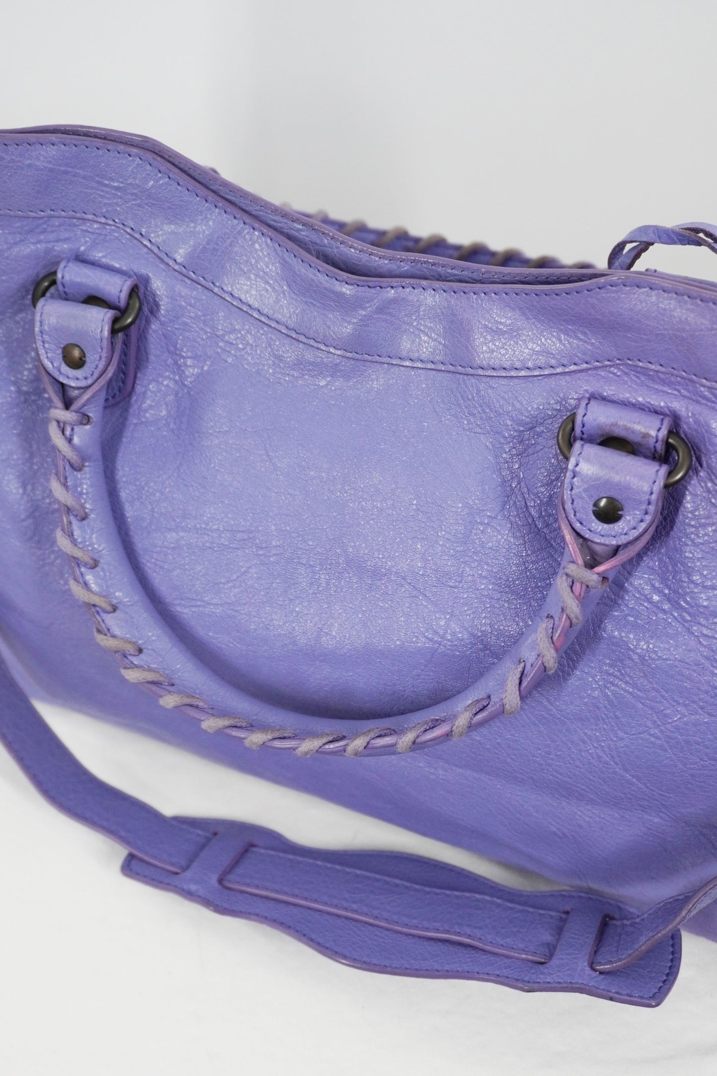 2013 Balenciaga Purple Mauve Medium City Bag Giant 12 Brass Hardware