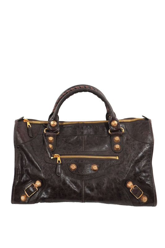 Balenciaga Dark Brown Work Tote Giant 21 Gold Hardware