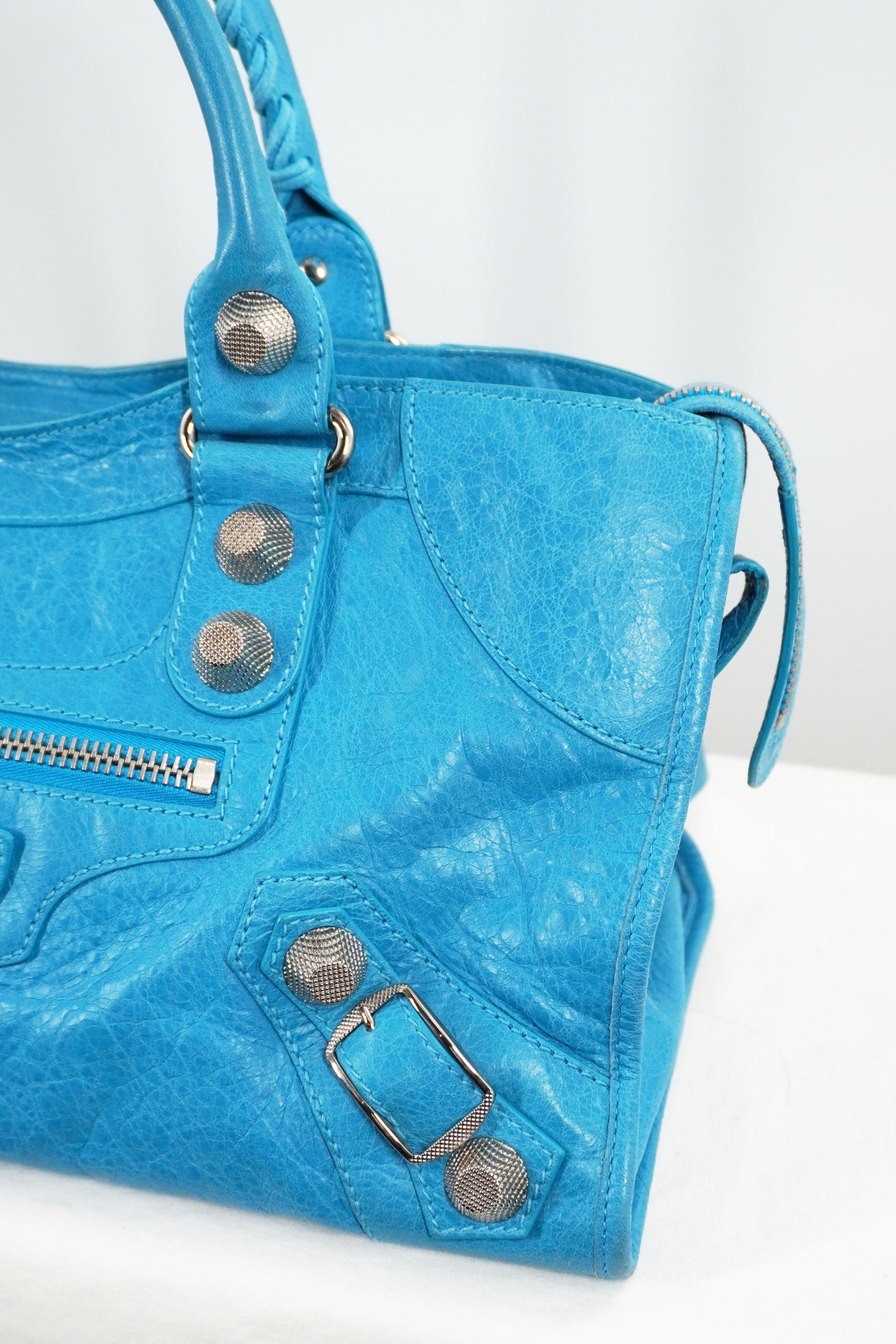S/S 2011 Balenciaga Bleu Paon Part Time Bag Giant 21 Silver Hardware