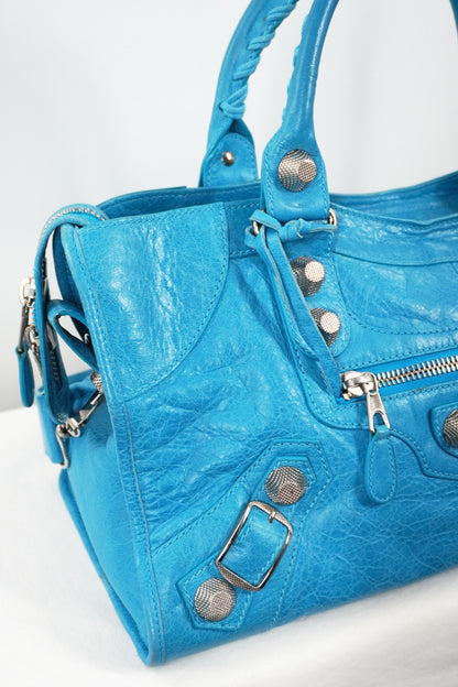 S/S 2011 Balenciaga Bleu Paon Part Time Bag Giant 21 Silver Hardware